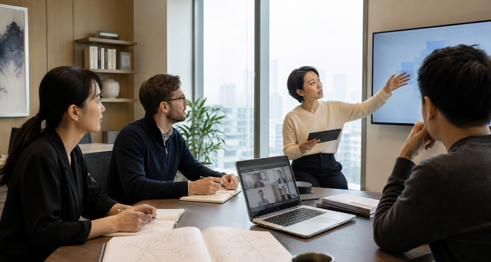 International team learning Chinese for workplace communication